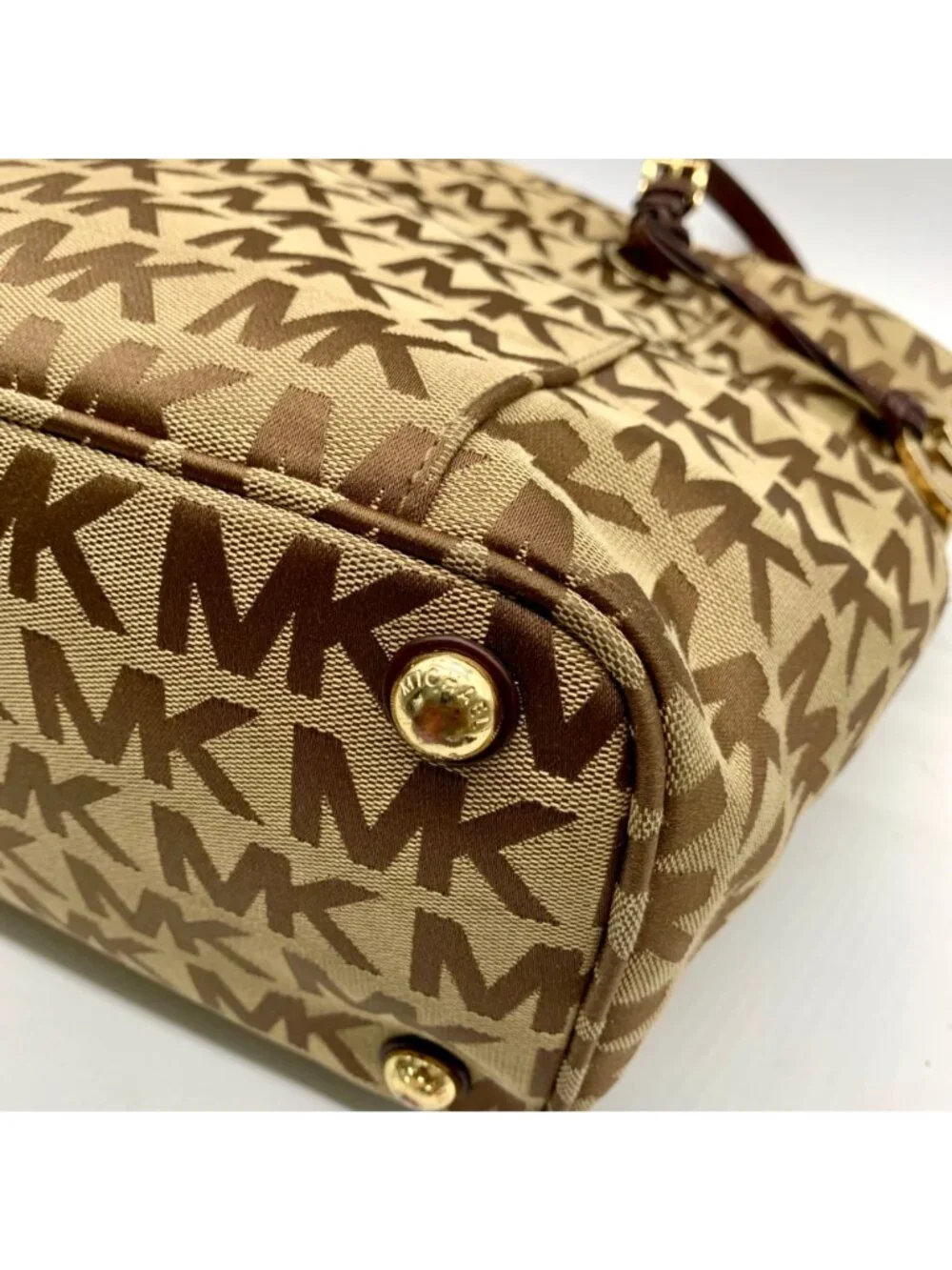 Michael Kors Beige Jet Set Signature Jacquard Tote Bag